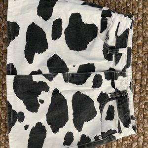 Cow Print Denim Skirt